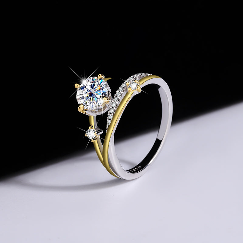 925 Silver Eclipsa Moissanite Diamond Ring