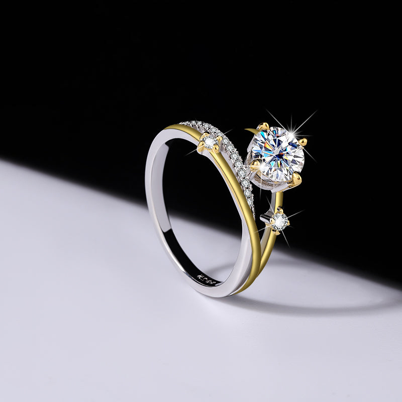 925 Silver Eclipsa Moissanite Diamond Ring