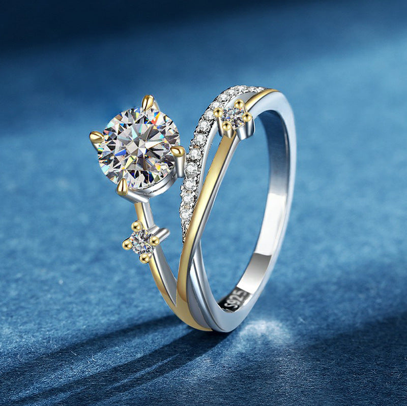925 Silver Eclipsa Moissanite Diamond Ring