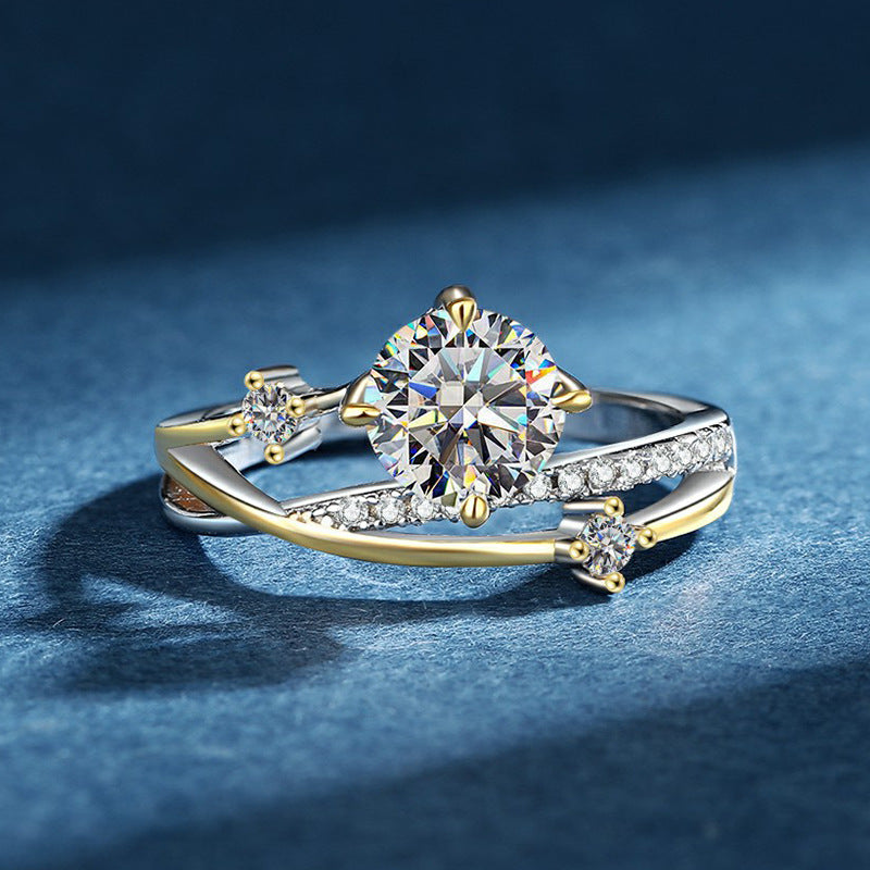 925 Silver Eclipsa Moissanite Diamond Ring