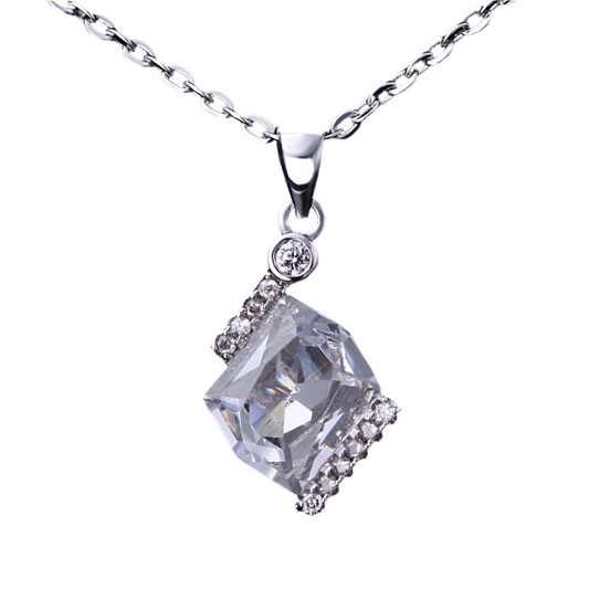 Sterling Silver Necklace Crystal Drop
