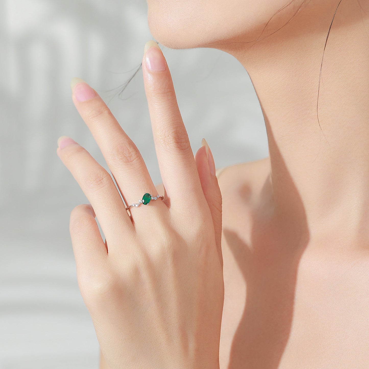 925 Silver Green Light Ring