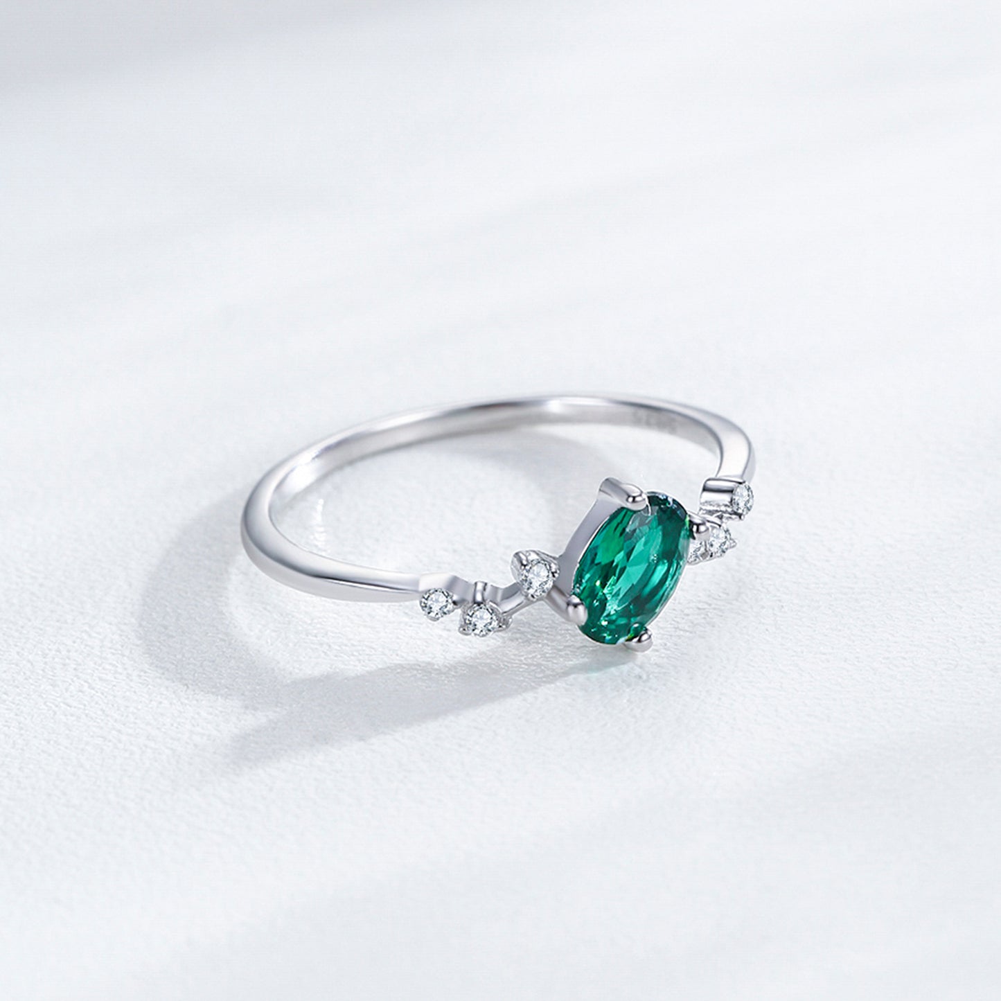 925 Silver Green Light Ring