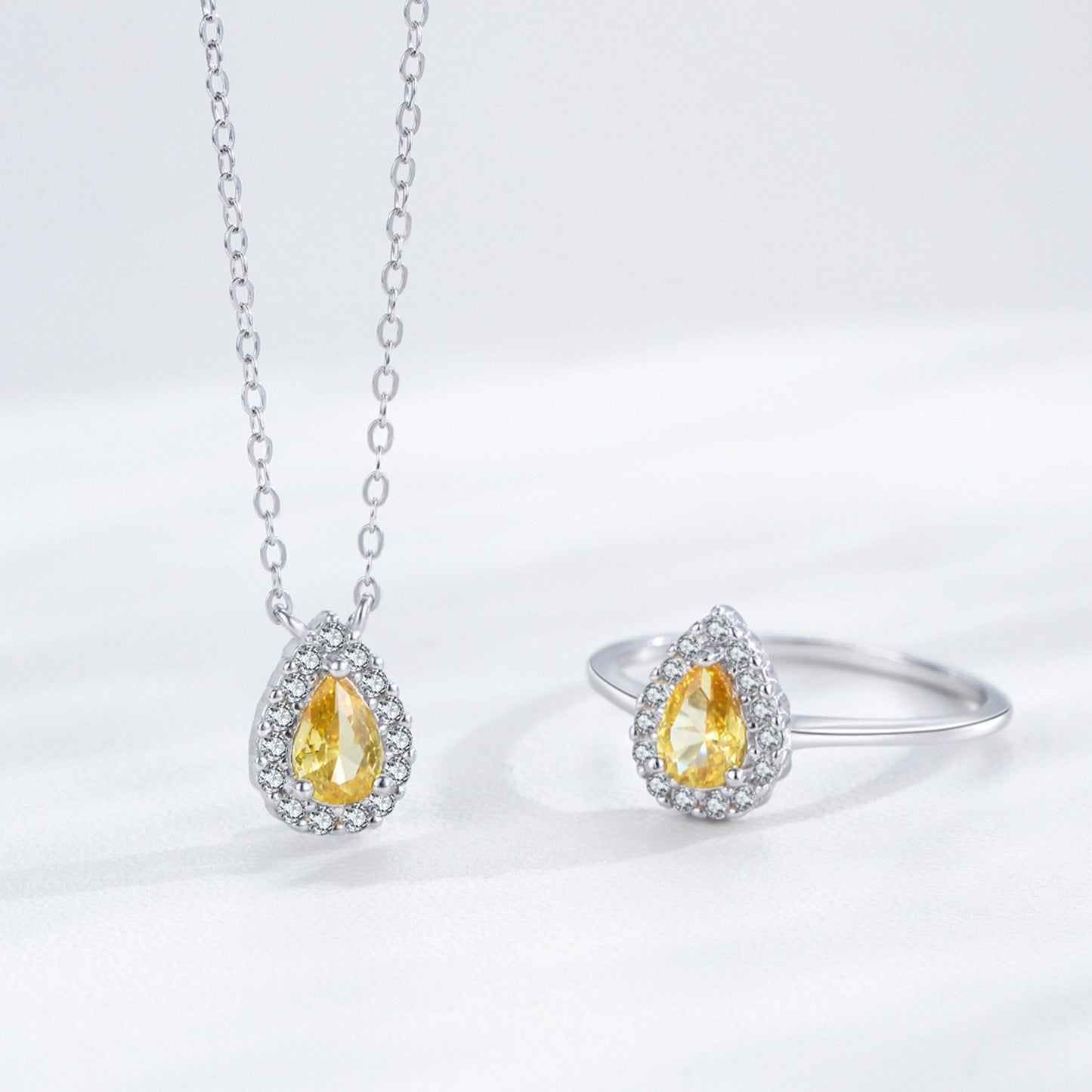 925 Star Stone Necklace, Earrings and Ring Jewelry Set