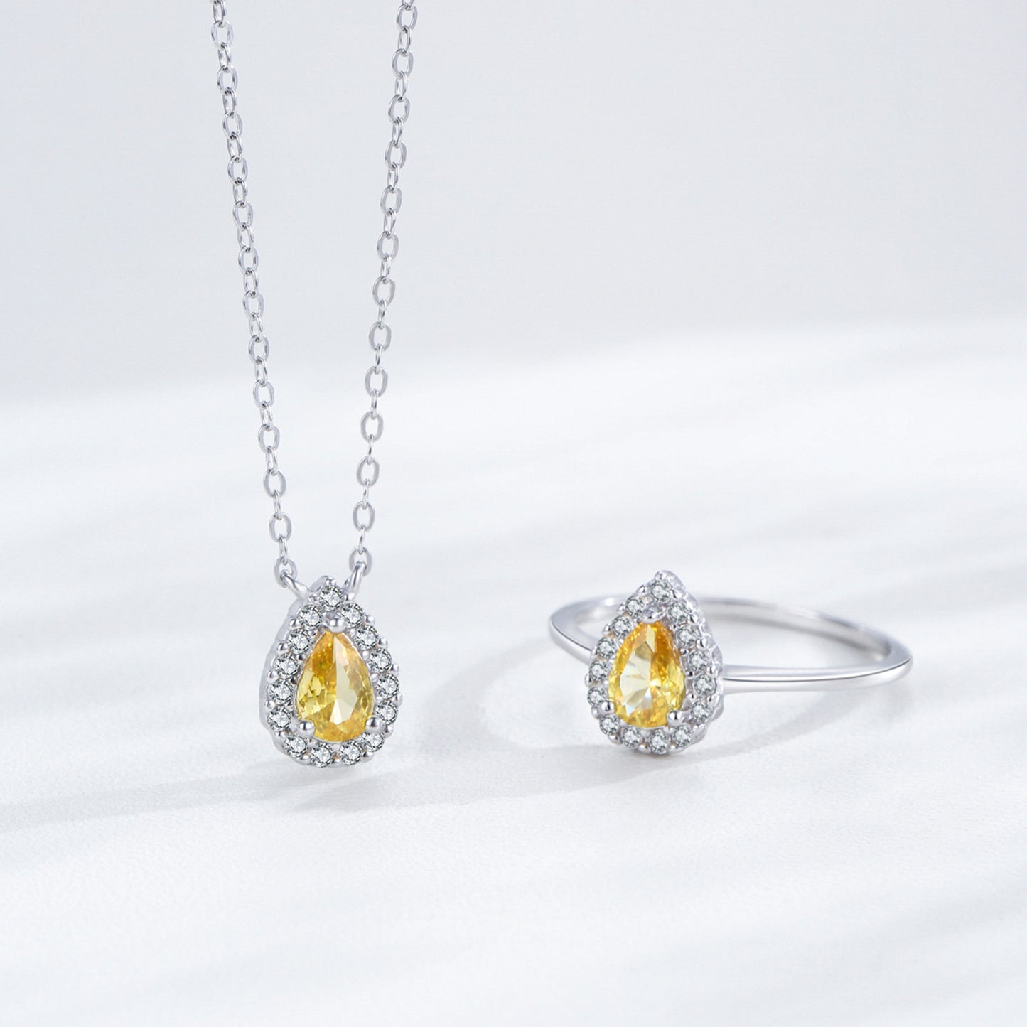 925 Star Stone Necklace, Earrings and Ring Jewelry Set