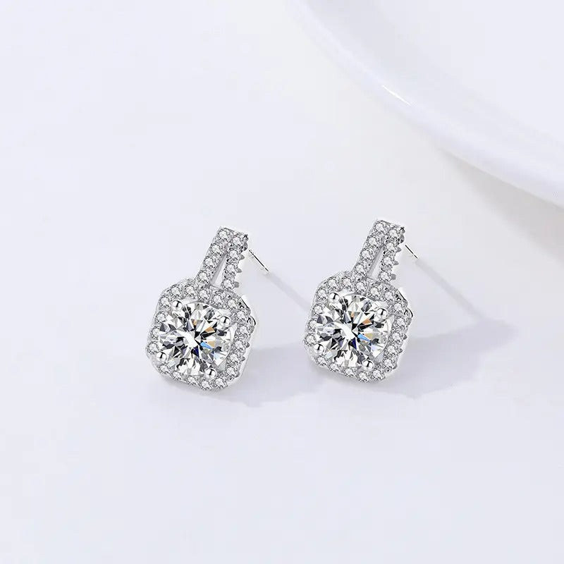925 Fomalhaut Silver Moissanite Diamond Earrings