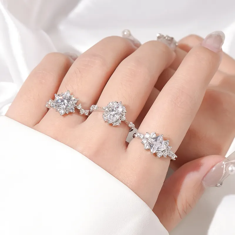 925 Silver Kale Moissanite Diamond Ring