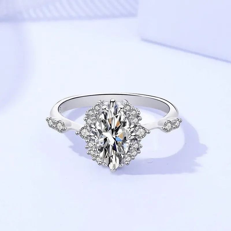 925 Silver Kale Moissanite Diamond Ring