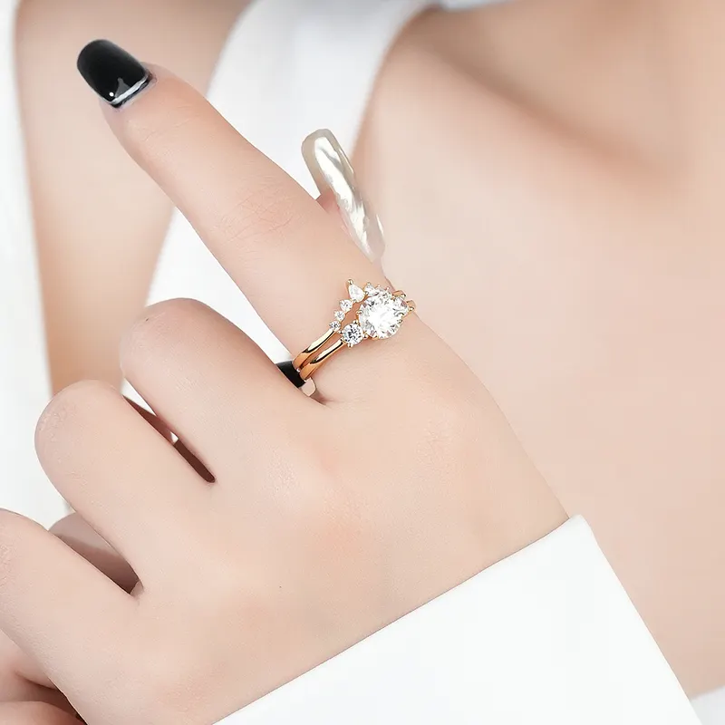 925 Silver Luna Moissanite Diamond Ring