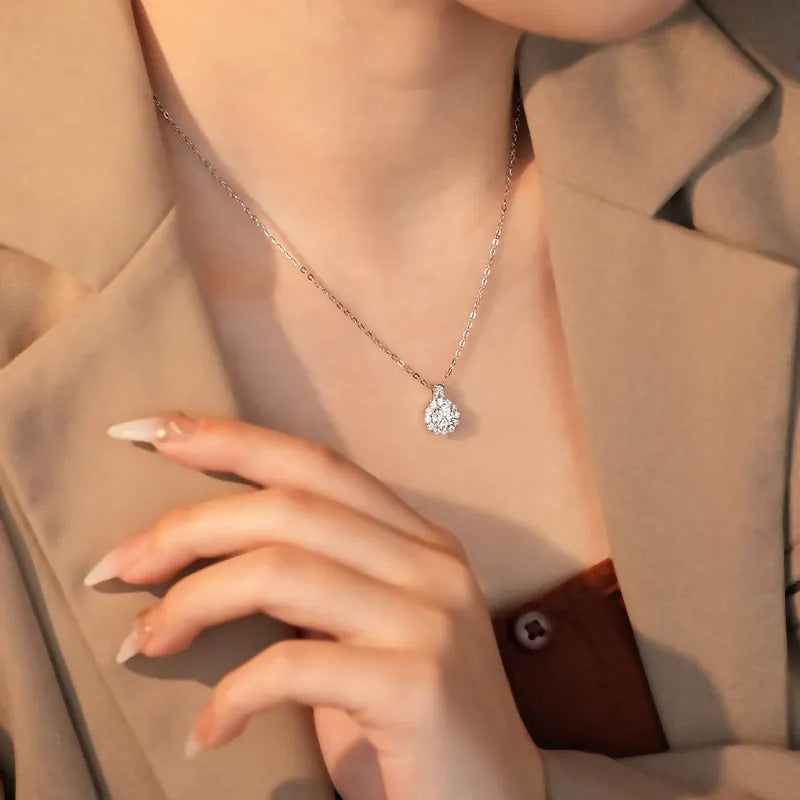 925 Mirch Silver Moissanite Diamond Necklace