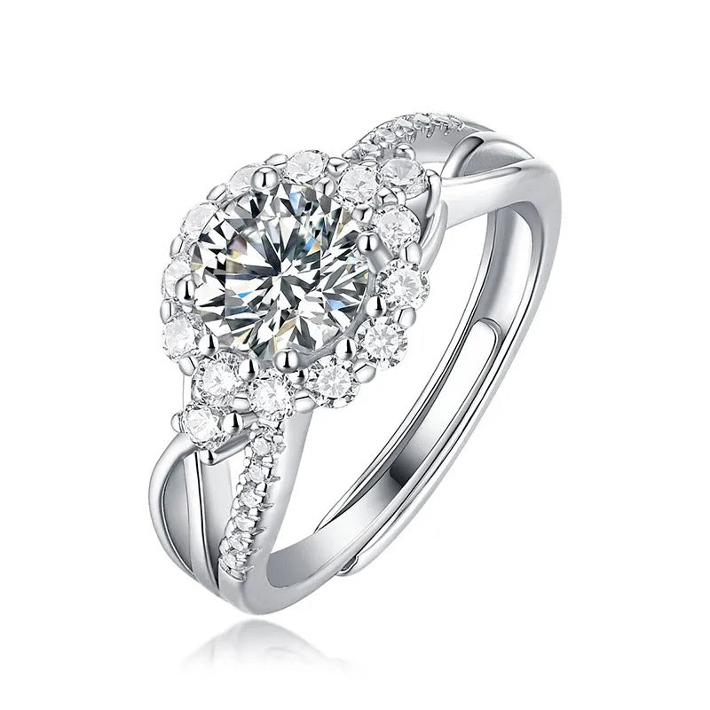 925 Silver Poker Moissanite Diamond Ring