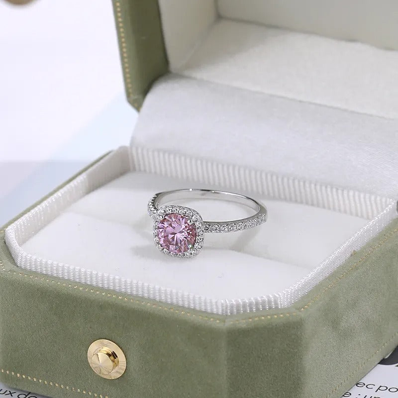 925 Silver Roseate Moissanite Diamond Ring