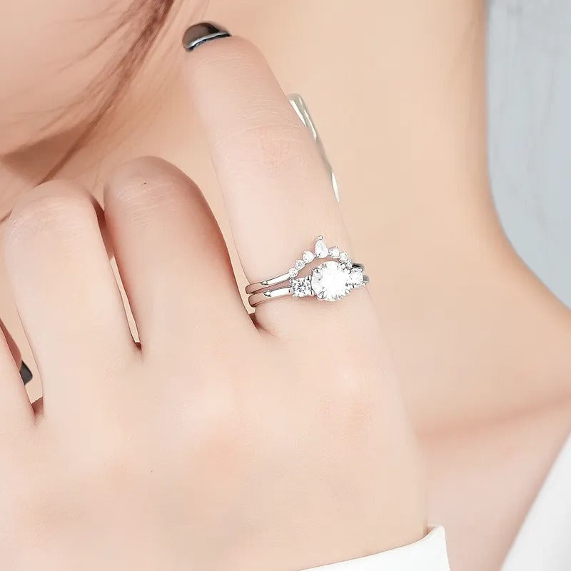 925 Silver Luna Moissanite Diamond Ring