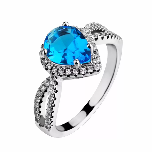 925 Silver Ocean Blue Ring