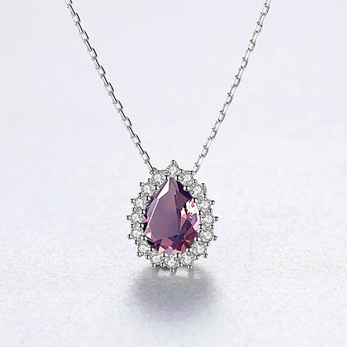 Sterling Silver Necklace Princess Cut