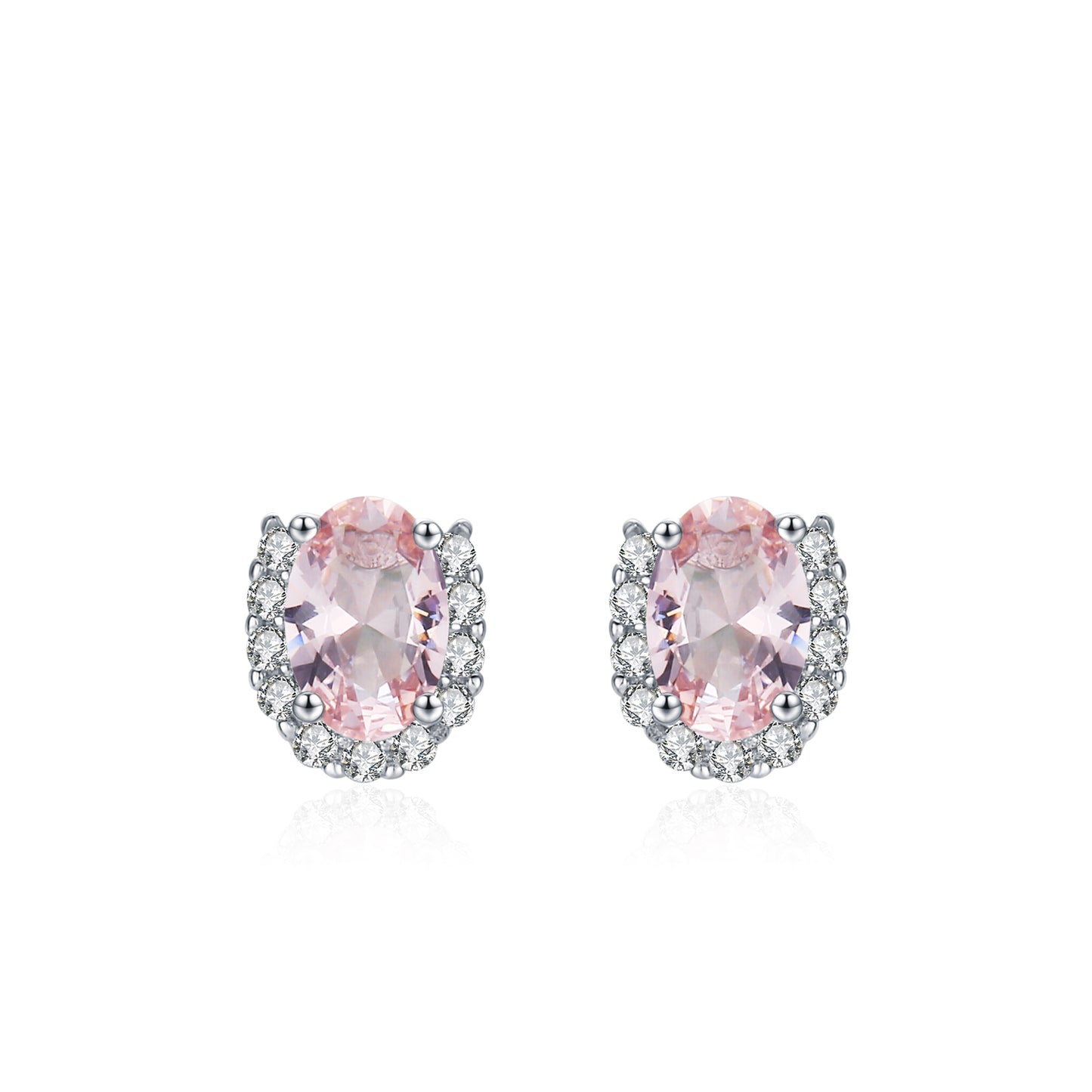 925 Rose Quartz Necklace and Earrings Jewelry Set