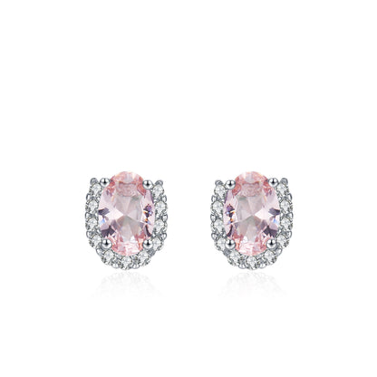 925 Rose Quartz Necklace and Earrings Jewelry Set