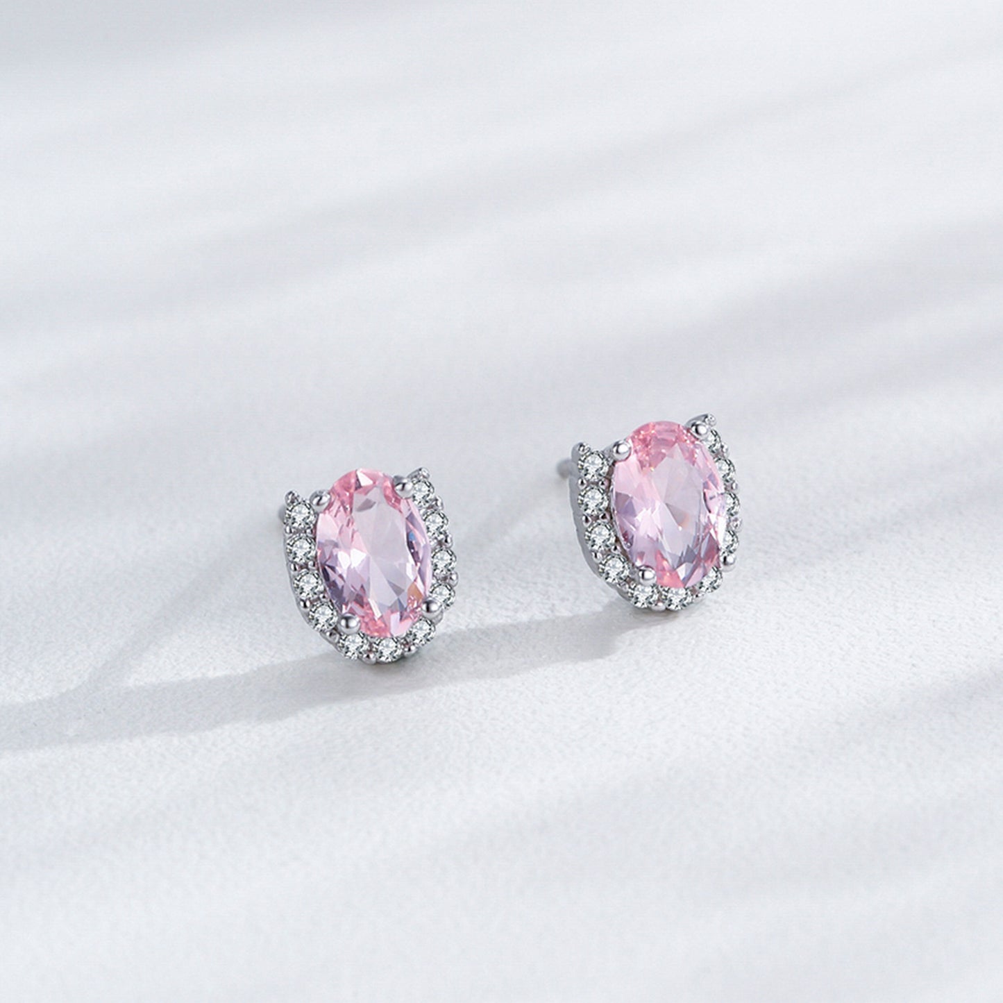 925 Rose Quartz Necklace and Earrings Jewelry Set