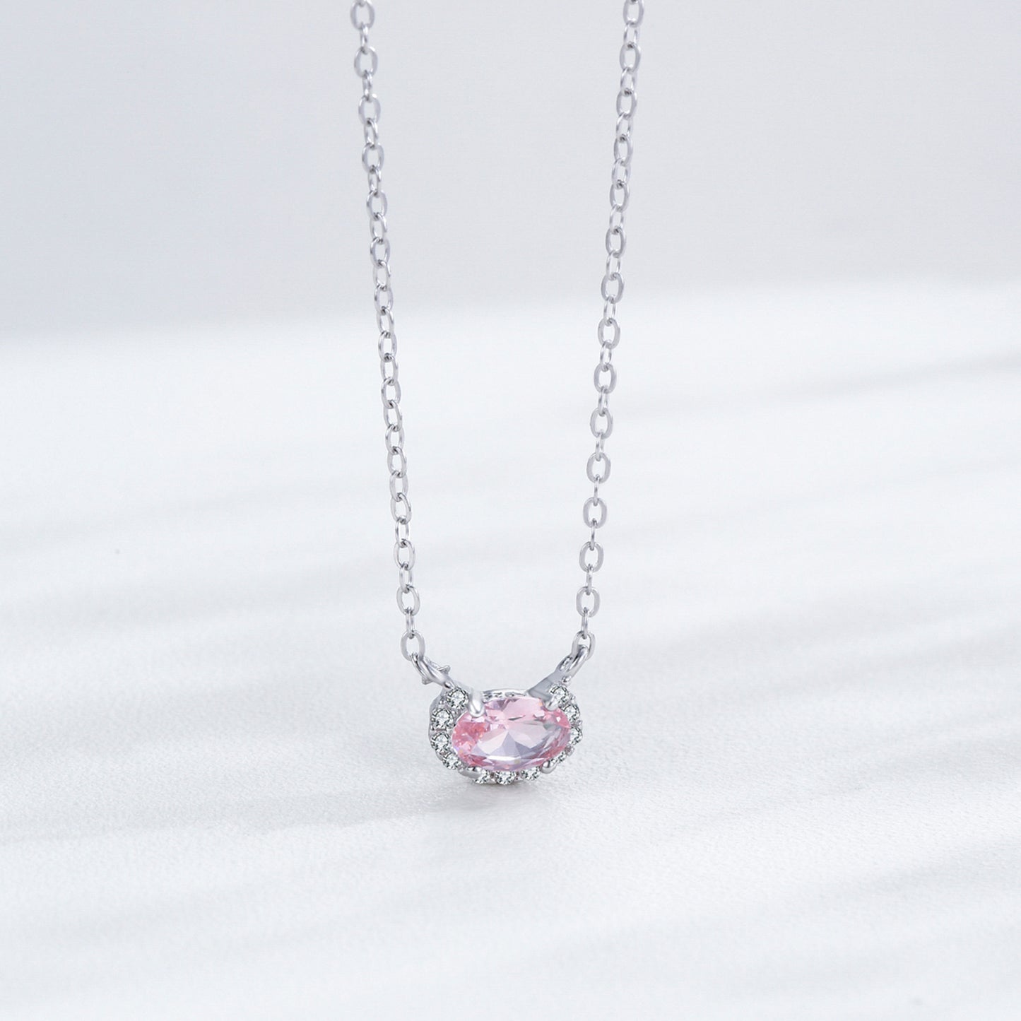 925 Rose Quartz Necklace and Earrings Jewelry Set