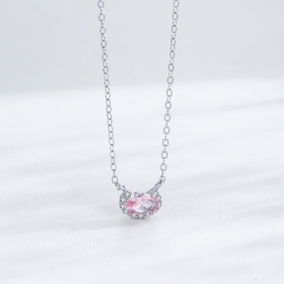 925 Rose Quartz Necklace and Earrings Jewelry Set