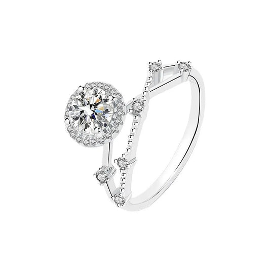 925 Alsephina Silver Moissanite Diamond  Ring