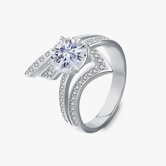 925 Crest Silver Moissanite Diamond Ring