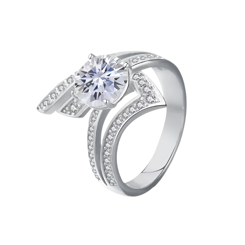 925 Crest Silver Moissanite Diamond Ring