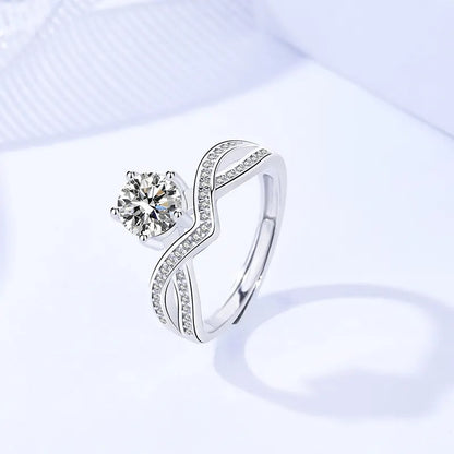 925 Izar Silver Moissanite Diamond Ring