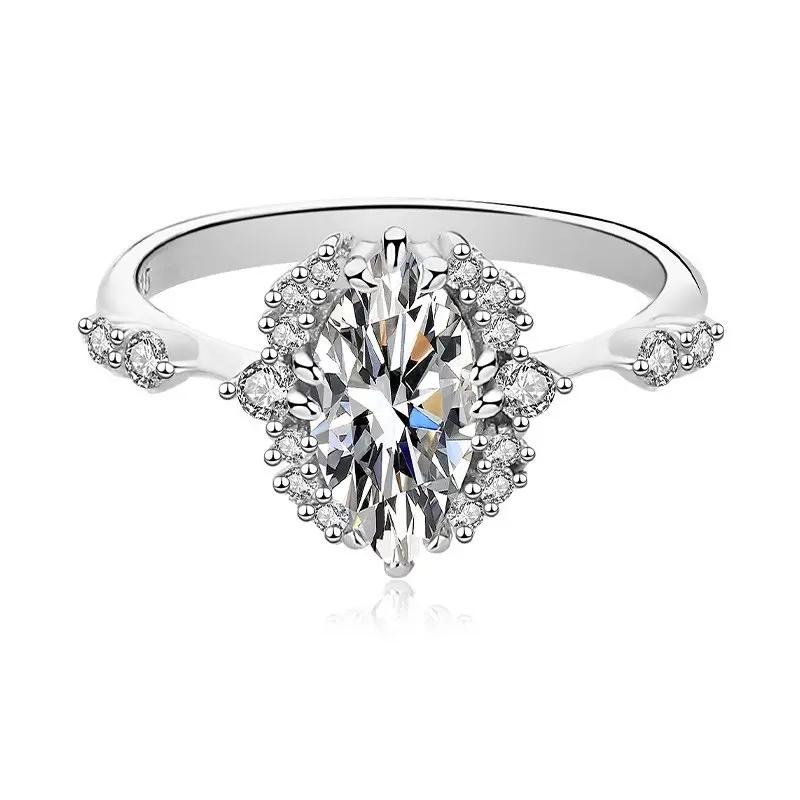 925 Kale Silver Moissanite Diamond Ring