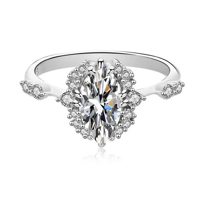 925 Kale Silver Moissanite Diamond Ring