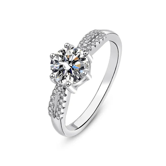 925 Mira Silver Moissanite Diamond Ring