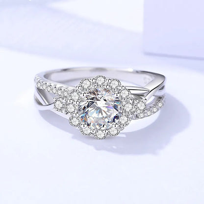 925 Gleam Silver Moissanite Diamond Ring