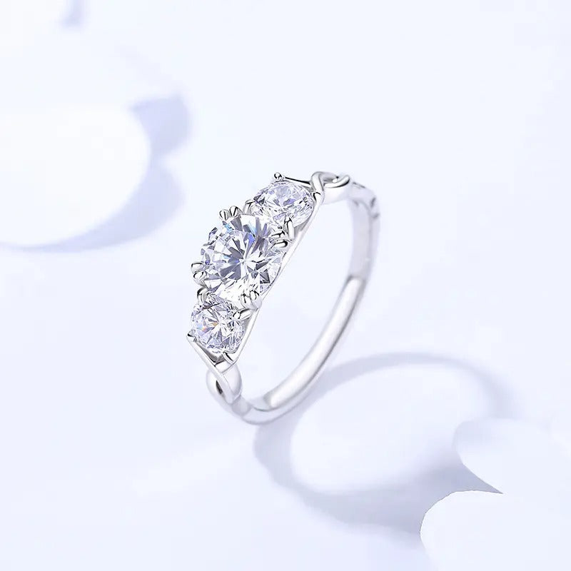 925 Silver Quadra Moissanite Diamond Ring
