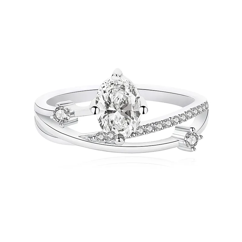 925 Silver Amalthea Moissanite Diamond Ring