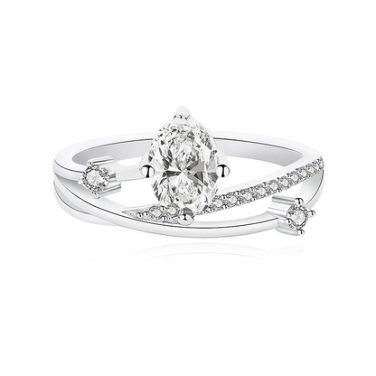 925 Silver Amalthea Moissanite Diamond Ring