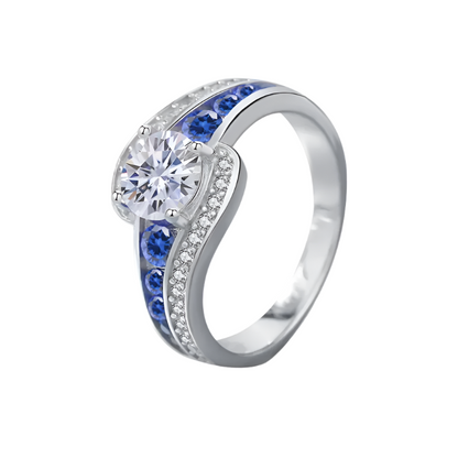 925 Calipso Silver Moissanite Diamond Ring