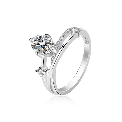 925 Silver Amalthea Moissanite Diamond Ring