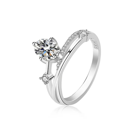 925 Amalthea Silver Moissanite Diamond Ring