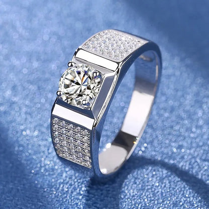 925 Silver Triton Moissanite Diamond Ring