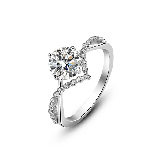 925 Ganemede Silver Moissanite Diamond  Ring