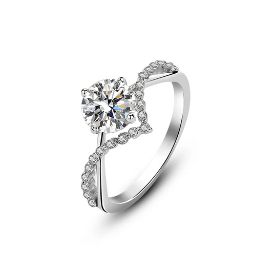 925 Silver Ganemede Moissanite Diamond  Ring