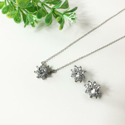 Platinum Plated Shino Earrings, Ring and Necklace Set