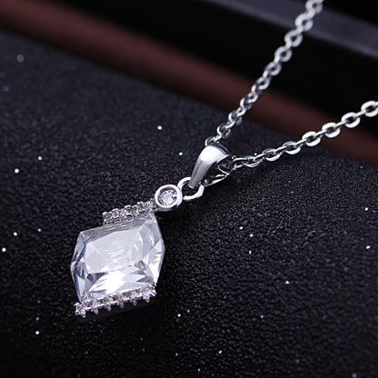 Sterling Silver Necklace Crystal Drop