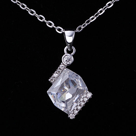 Sterling Silver Necklace Crystal Drop