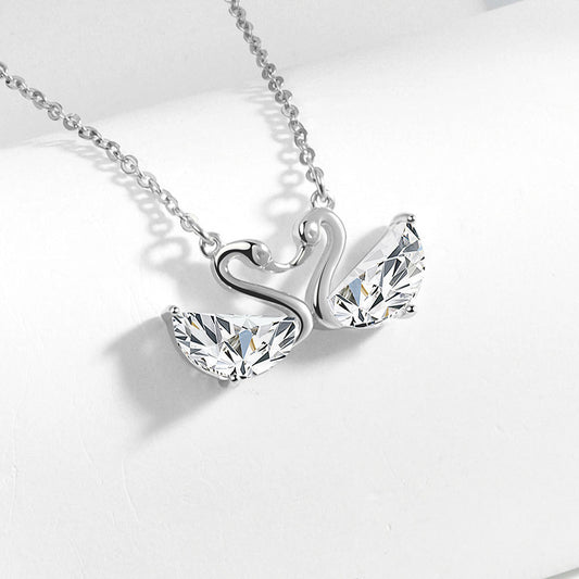 Sterling Silver Necklace Intertwined Swan